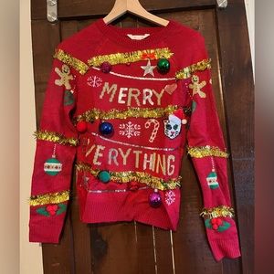 Women’s Sz. M “Merry Everything” Ugly Christmas Sweater